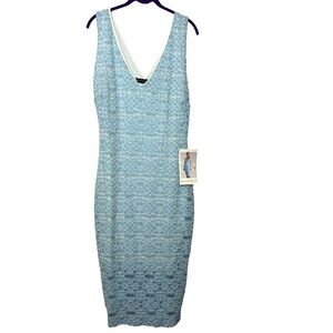 Symphony Light Blue V Front & Back Lace 1XL Sheer Sleeveless